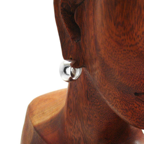 10mm Wide Cigar Band Design Hoop Post Earrings | Wholesale Sterling Silver Jewelry | Alternate