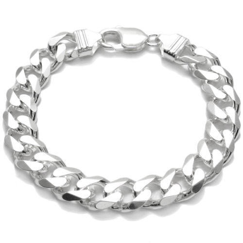 Sterling Silver 11mm Cuban Link Chain Bracelet, 2 Lengths