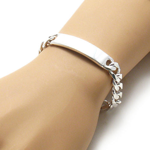 Sterling Silver 6mm Diamond Cut Curb Engravable Mens ID Bracelet 8 Inches |  Jewellerybox.co.uk