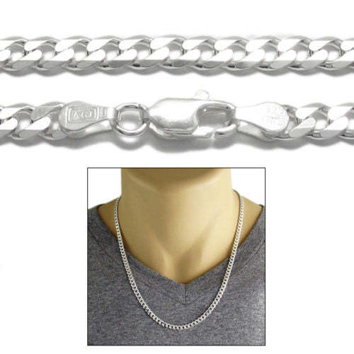 Sterling Silver Cuban Curb Chain Necklace 4mm (Gauge 120). Available in 5 Lengths.