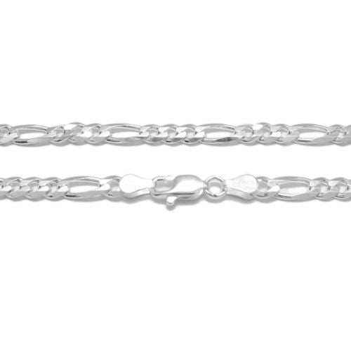 Sterling Silver Figaro Chain Necklace 4.5mm (Gauge 120). Available in 5 Lengths.