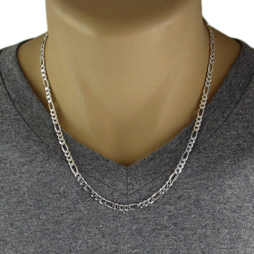 Sterling Silver Figaro Chain Necklace 4.5mm (Gauge 120). Available in 5 Lengths.