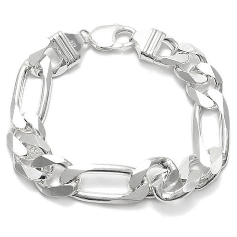 Awesome 13mm (350 Gauge) Figaro link chain bracelet | Wholesale 925 Sterling Silver Jewelry | Item photo