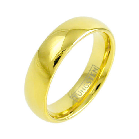 Classic 14K Gold Plated Tungsten Wedding Band. Wholesale Tungsten Rings | Tungsten Wedding Bands. 6mm Photo