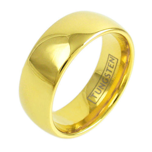 Classic 14K Gold Plated Tungsten Wedding Band. Wholesale Tungsten Rings | Tungsten Wedding Bands. 8mm Photo