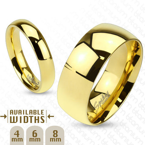 14K gold ion plated titanium dome wedding band. His & hers | Wholesale Titanium Rings | Wedding Bands