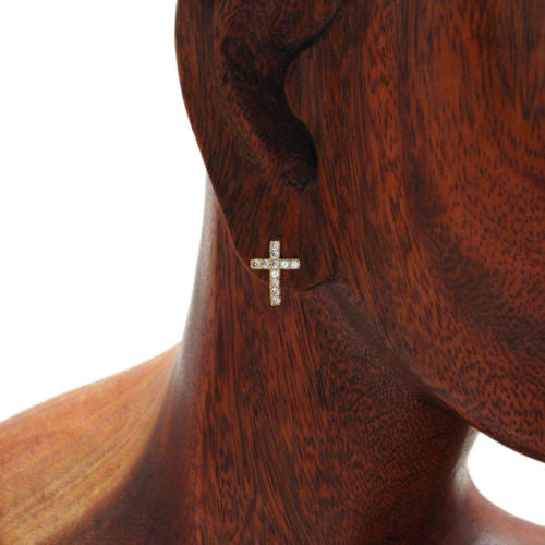 14k Gold Over 0.33 Carat Multi-CZ Cross Post Earrings | Wholesale Sterling Silver Jewelry | Alternate