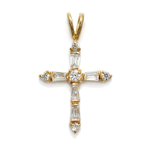 Dazzling 14K Gold Over CZ Cross Pendant | Wholesale 925 Sterling Silver Pendant - Jewelry | Main