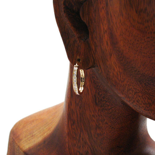 14K Gold Over CZ Eternity Hoop Earrings in 22mm | Wholesale Sterling Silver Jewelry | Alternate