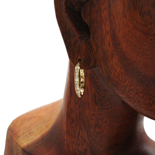 14K Gold Over CZ Eternity Hoop Earrings in 25mm | Wholesale Sterling Silver Jewelry | Alternate