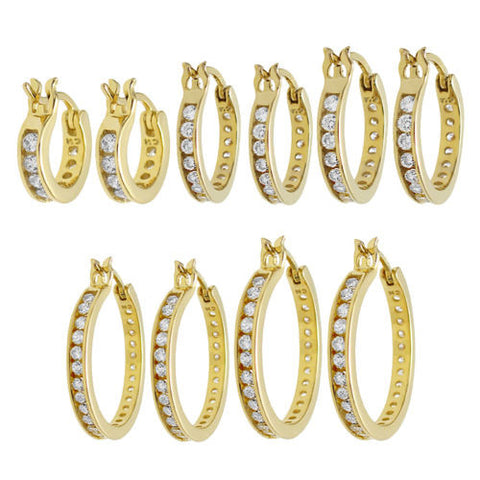 14K Gold Over CZ Eternity Hoop Earrings. Different Sizes | Wholesale Sterling Silver Jewelry | Main