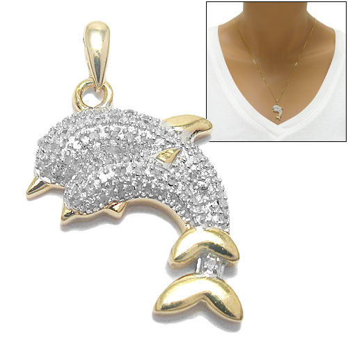 Extraordinary 14K Gold Over Mother & Baby Pendant with Diamonds | Wholesale 925 Sterling Silver Pendant - Jewelry | Main