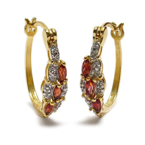 14K Gold over Garnet and Diamond Earrings | Wholesale Sterling Silver Jewelry | Main