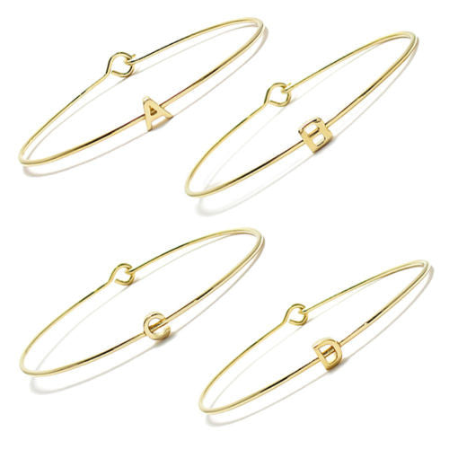 14K Gold Over Sterling Silver Letter Initial Cuff Bracelet