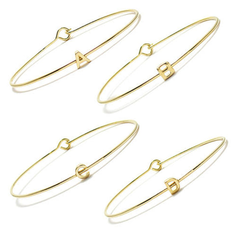 14K Gold Over Sterling Silver Letter Initial Cuff Bracelet