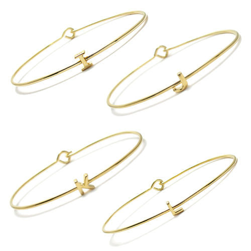 14K Gold Over Sterling Silver Letter Initial Cuff Bracelet