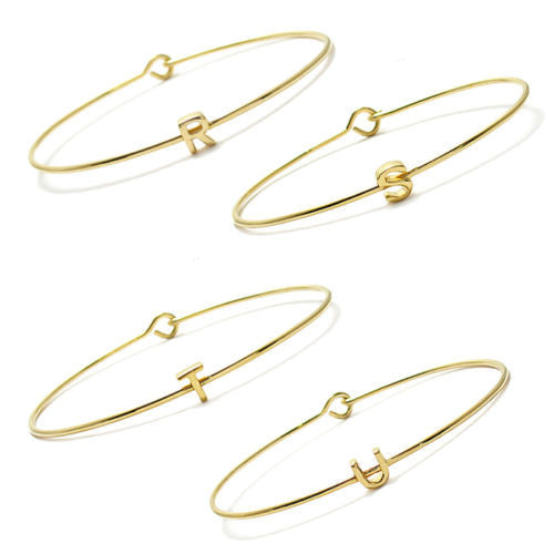 14K Gold Over Sterling Silver Letter Initial Cuff Bracelet