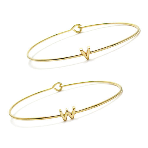 14K Gold Over Sterling Silver Letter Initial Cuff Bracelet