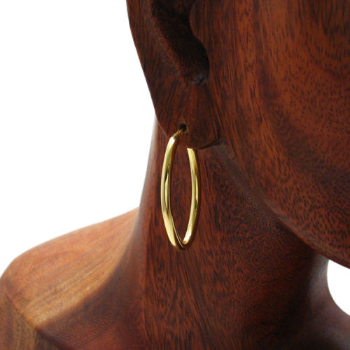14K Gold Over Sterling Silver Plain Oval Hoop Earrings | Wholesale Sterling Silver Jewelry | Alternate