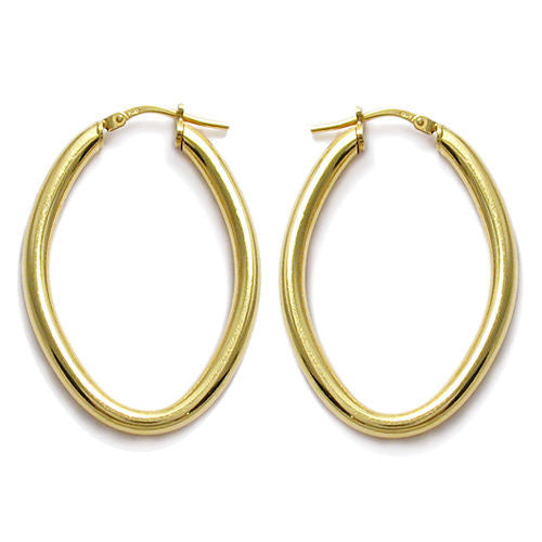 14K Gold Over Sterling Silver Plain Oval Hoop Earrings | Wholesale Sterling Silver Jewelry | Main