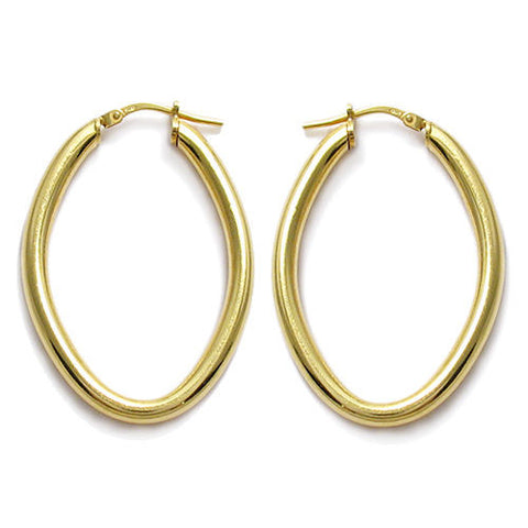 14K Gold Over Sterling Silver Plain Oval Hoop Earrings | Wholesale Sterling Silver Jewelry | Main