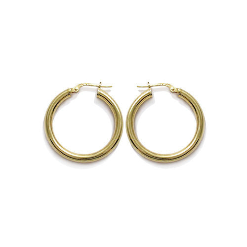 Simple 14K Gold Over Round Hoop Earrings in 25mm | Wholesale Sterling Silver Jewelry | Alternate