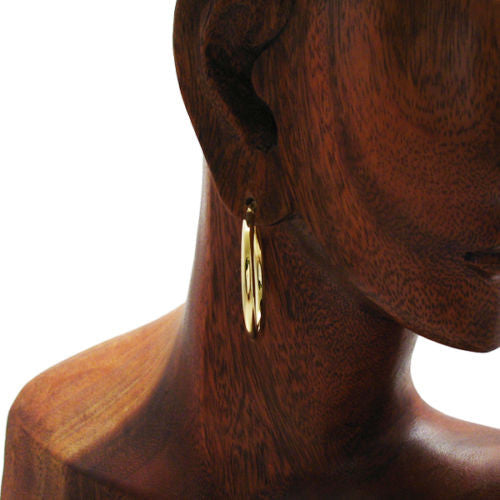 Simple 14K Gold Over Round Hoop Earrings in 35mm | Wholesale Sterling Silver Jewelry | Alternate