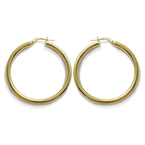 Simple 14K Gold Over Round Hoop Earrings in 35mm | Wholesale Sterling Silver Jewelry | Alternate