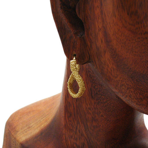 14K Gold Over Tangled Mesh Wire Twisting Hoop Earrings | Wholesale Sterling Silver Jewelry | Alternate
