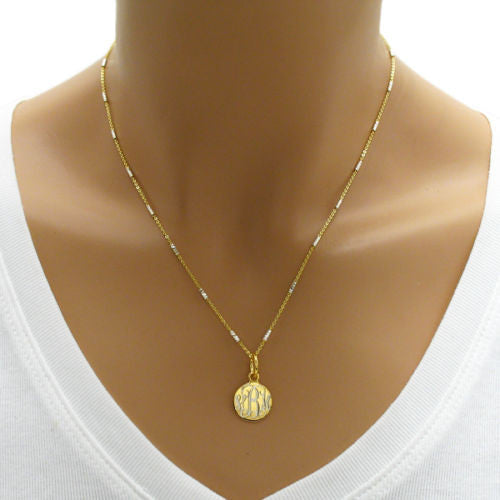 14K Gold Plated over Sterling Silver Round Pendant Necklace
