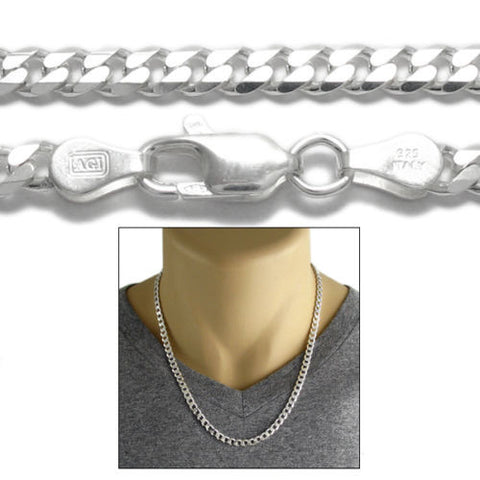Sterling Silver Cuban Curb Chain Necklace 5mm (Gauge 150). Available in 5 Lengths.