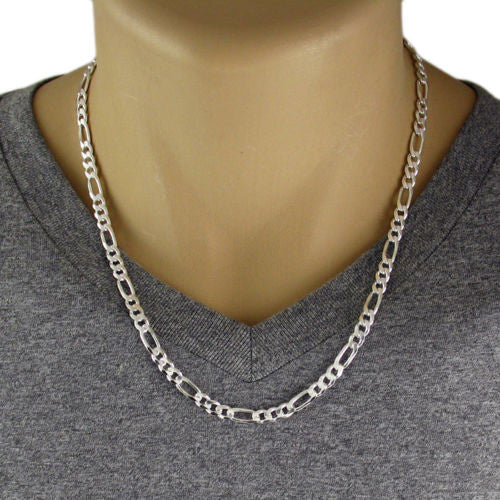 Sterling Silver Figaro Chain Necklace 6mm (Gauge 150). Available in 5 Lengths.