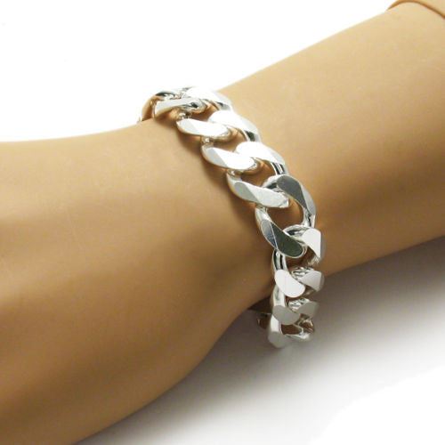 Huge 15mm (400 Gauge) Cuban link chain bracelet | Wholesale 925 Sterling Silver Jewelry | Alternate photo