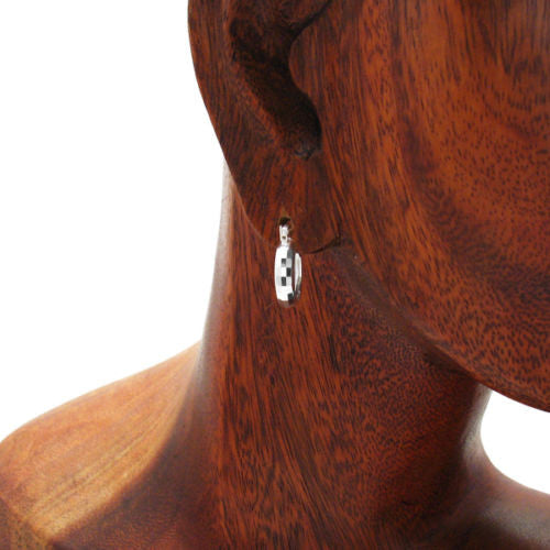 Rectangular mirror faceted hoop huggie earrings | Wholesale 925 Sterling Silver Jewelry | Alternate photo