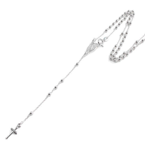 16" Rosary with 3mm Beads & Cross | Wholesale 925 Sterling Silver Jewelry | Item photo