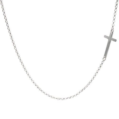Wonderful 18" Sideways Cross Pendant Necklace | Wholesale 925 Sterling Silver Pendant - Jewelry | Main
