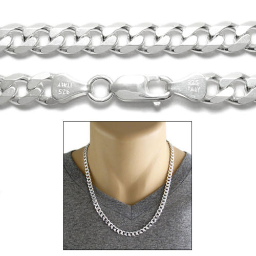 6.5mm Curb Chain Necklace in Sterling Silver - 24