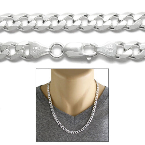Sterling Silver Cuban Curb Chain Necklace 6.5mm (Gauge 180). Available in 5 Lengths.