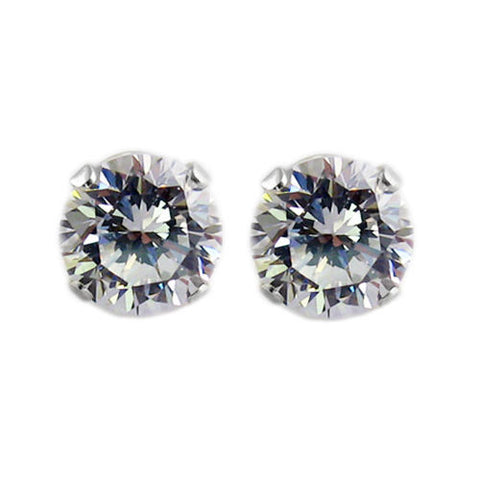 2.0 Carat Round CZ Post Stud Earrings in 7mm | Wholesale Sterling Silver Jewelry | Main