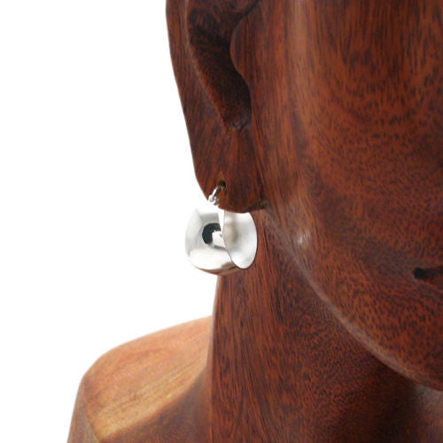 Glossy 20mm Cigar Band Design Hoop Earrings | Wholesale Sterling Silver Jewelry | Alternate