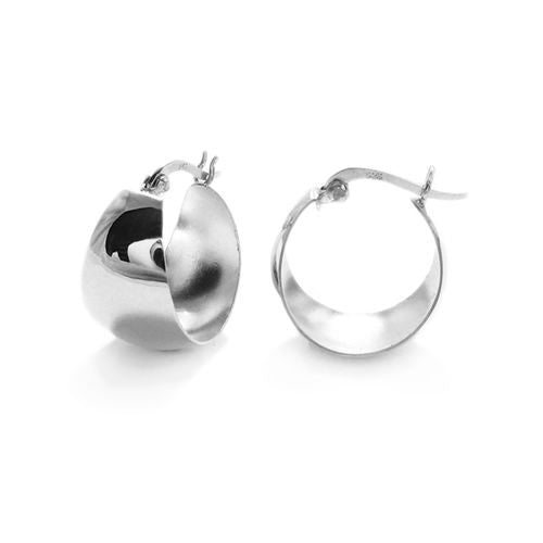 Glossy 20mm Cigar Band Design Hoop Earrings | Wholesale Sterling Silver Jewelry | Alternate