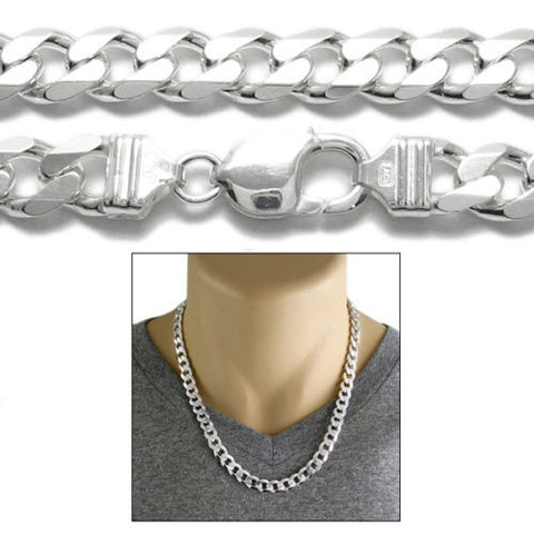 Sterling Silver Cuban Curb Chain Necklace 9mm (Gauge 250). Available in 6 Lengths.