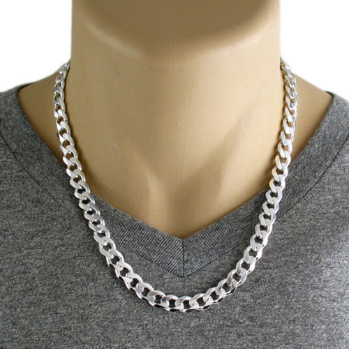 Sterling Silver Cuban Curb Chain Necklace 9mm (Gauge 250). Available in 6 Lengths.
