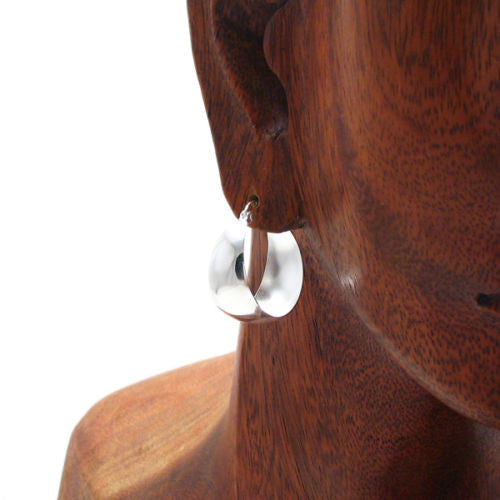 Stunning 25mm Cigar Band Design Hoop Earrings | Wholesale Sterling Silver Jewelry | Alternate