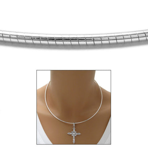 Sterling Silver Round Omega Chain Necklace 2mm. Available in 3 Lengths.