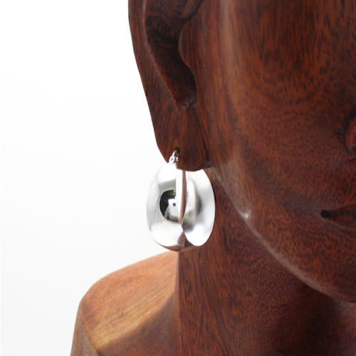 Stunning 30mm Cigar Band Design Hoop Earrings | Wholesale Sterling Silver Jewelry | Alternate
