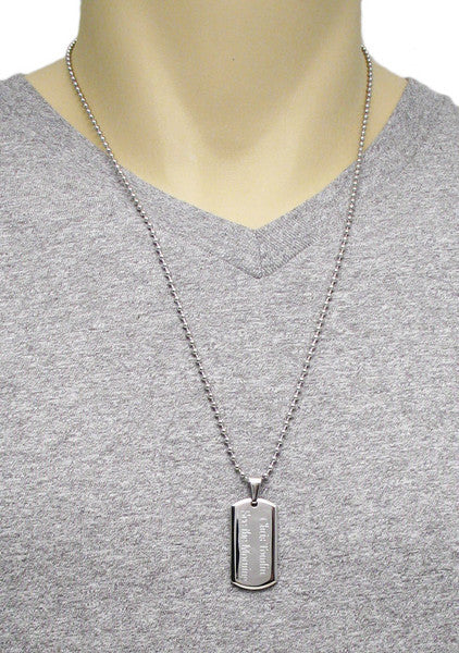 1.25" (32mm) engravable dog tag with ball chain | Wholesale 316L Stainless Steel Jewelry | Alternate photo