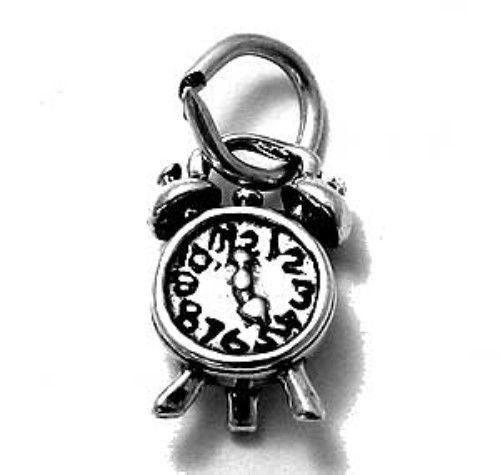 Cute 3D Alarm Clock Charm | Wholesale 925 Sterling Silver Charms | Main