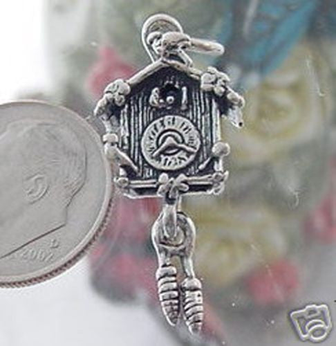 3D Cuckoo Clock Charm | Wholesale 925 Sterling Silver Charms | Main