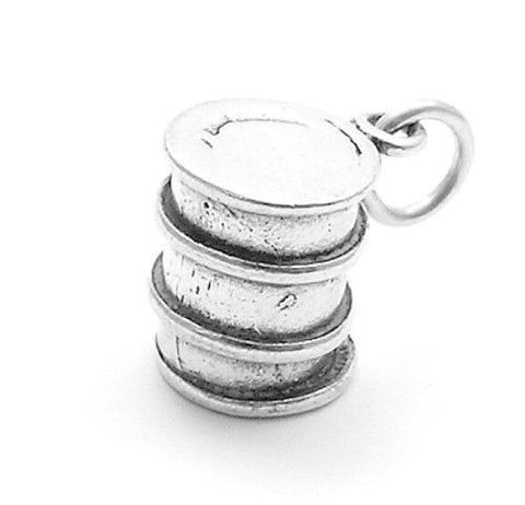 3D Oil Barrel Charm | Wholesale 925 Sterling Silver Charms | Main